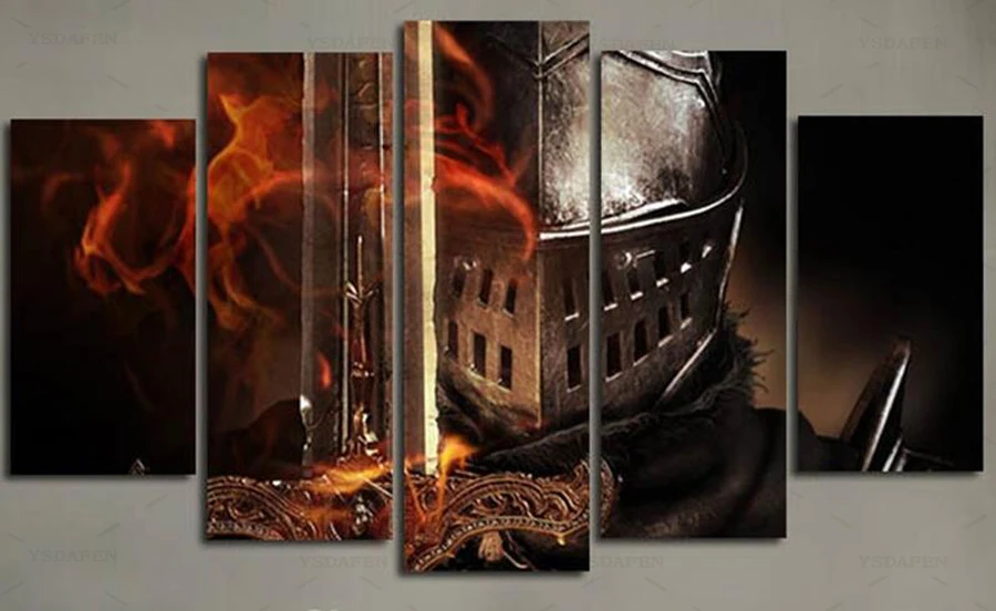 5 Панель Dark Souls фильм Плакаты Moderne дома муур Декор Schilderen холст Книги по искусству HD