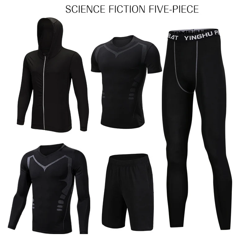 Quick Dry Sports Suit Men's Running Sets Gym Fitness Clothing Compression Basketball Tights Tracksuit Jogging Running Sportswear