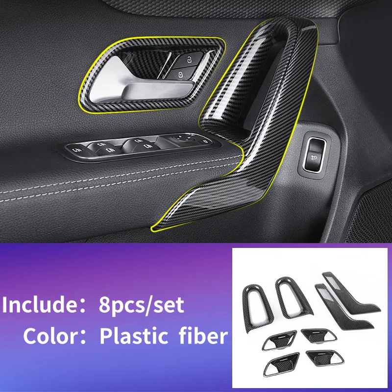 plastic fiber 10 pcs Ручка Накладка двери для Mercedes w177 amg/classe a Mercedes класса a w177 clase планки/a180 Mercedes a класса w177 аксессуары - Название цвета: plastic fiber 10 pcs