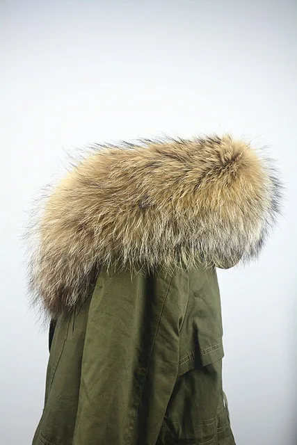 Natural Light JKKFURS большой натуральный мех енота отделка воротник для женщин и мужчин Модная парка капюшон натуральный шарф Высокое качество подкладка S1535 - Цвет: Natural Light