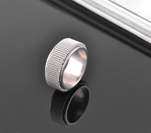 

wholesale 316L Stainless Steel rings silver color Double deck Rotatable Reticular net jewelry size