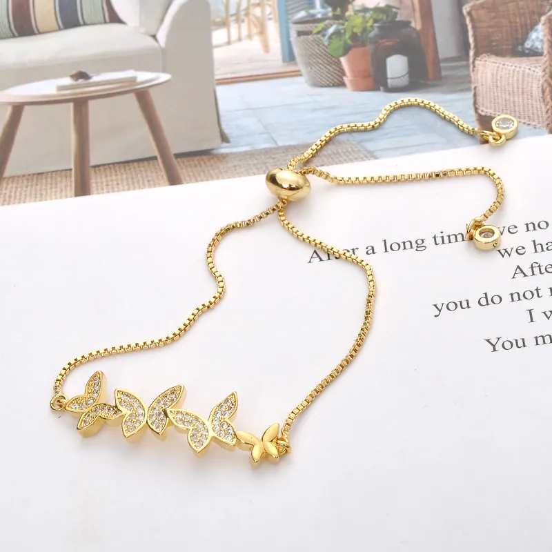 HX качественный циркониевый браслет с бабочками простой стиль регулируемый