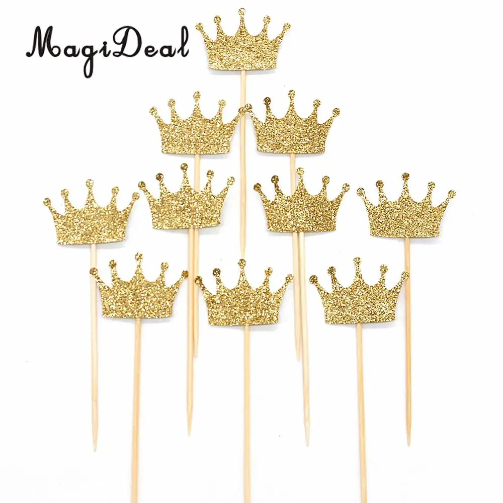 MagiDeal 20/40 шт блестящая бумажная Корона Форма торта Топпер выбор Свадебная