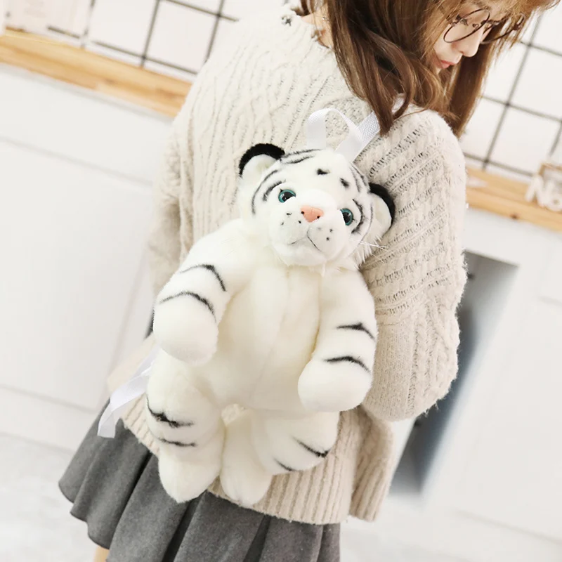 

1pc Lovely Fashion Cartoon Tiger Plush Toy Backpack Personality Plush Animal Backpack Student Cute Travel Bag Gift For Children