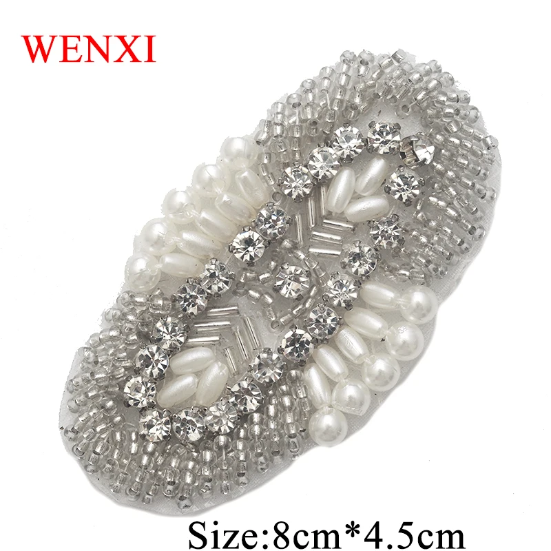 

WENXI 20CS Wholesale Sliver Crystal Beads Rhinestone Applique Patch For Shoes Wedding Dress Belt Accessories WX921