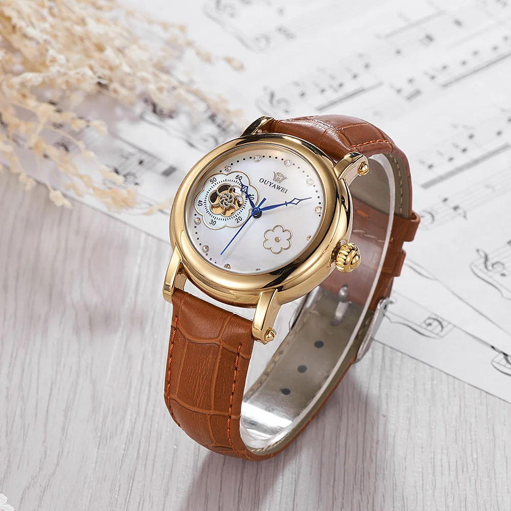 Часы OYW женские автоматические механические с кожаным ремешком | Наручные часы