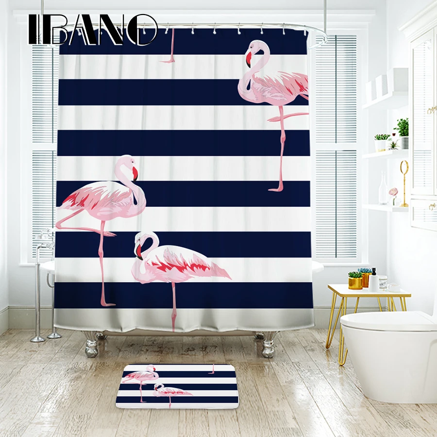 

IBANO Flamingo Pattern Waterproof Polyester Fabric Curtain for The Bathroom Accessories Home Decor Shower Curtain Wholesale