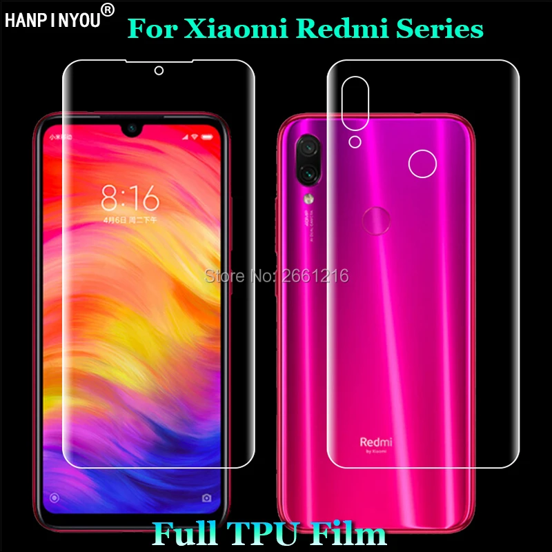 Для Xiaomi Redmi Note 7 6 5 Pro 2 шт. = передняя + задняя тонкая полная крышка пленка из мягкого