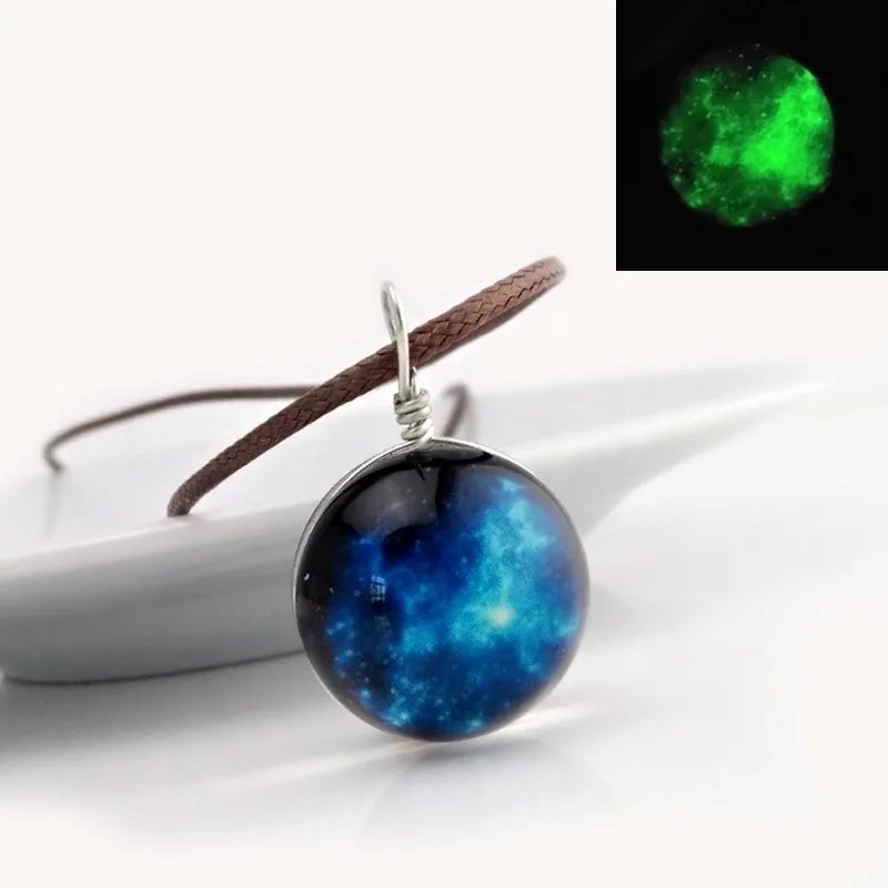 Vintage Glass Ball Earth Design Long Necklace Simple Luminous Pendants &amp necklaces Men And Women Bijoux Fashion Jewelry |