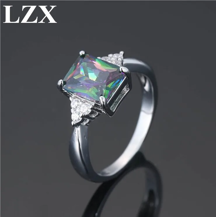 LZX Лидер продаж простое обручальное кольцо для мужчин AAA красочные прямоугольные