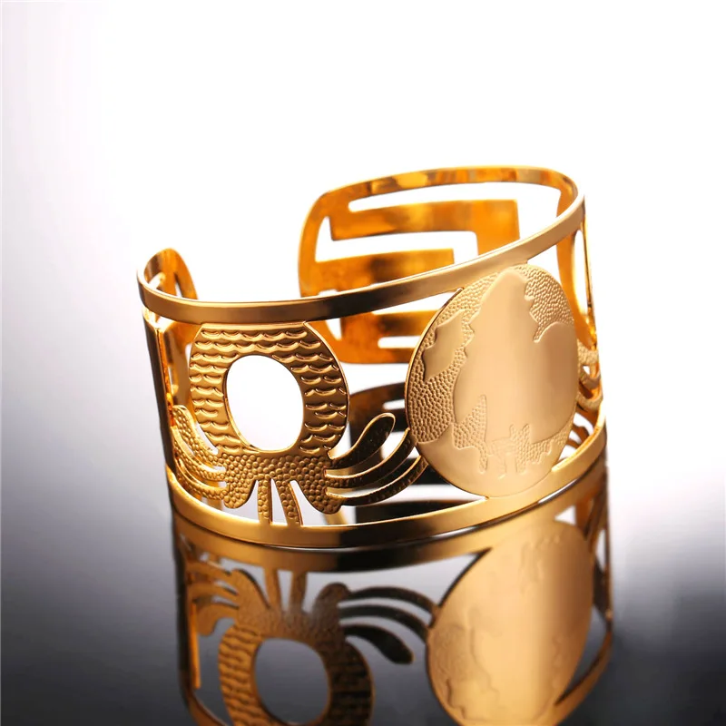 Большие браслеты U7 с изображением карты Африки манжеты для мужчин/женщин