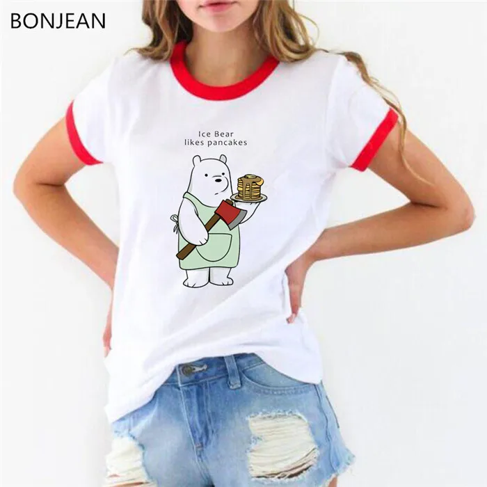 42401 R Лето, женская футболка с надписью «we bare bears», забавные женские футболки 90s roupas, футболка tumblr harajuku kawaii, белая женская футболка - Цвет: 42401 R