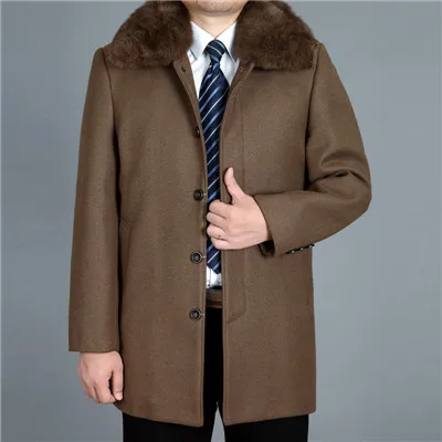 Yellow Fur Collar Mu Yuan Yang мужские шерстяные пальто зимние кашемировые шерстяные пальто и куртки Мужское пальто с отложным воротником повседневное шерстяное пальто - Цвет: Yellow Fur Collar