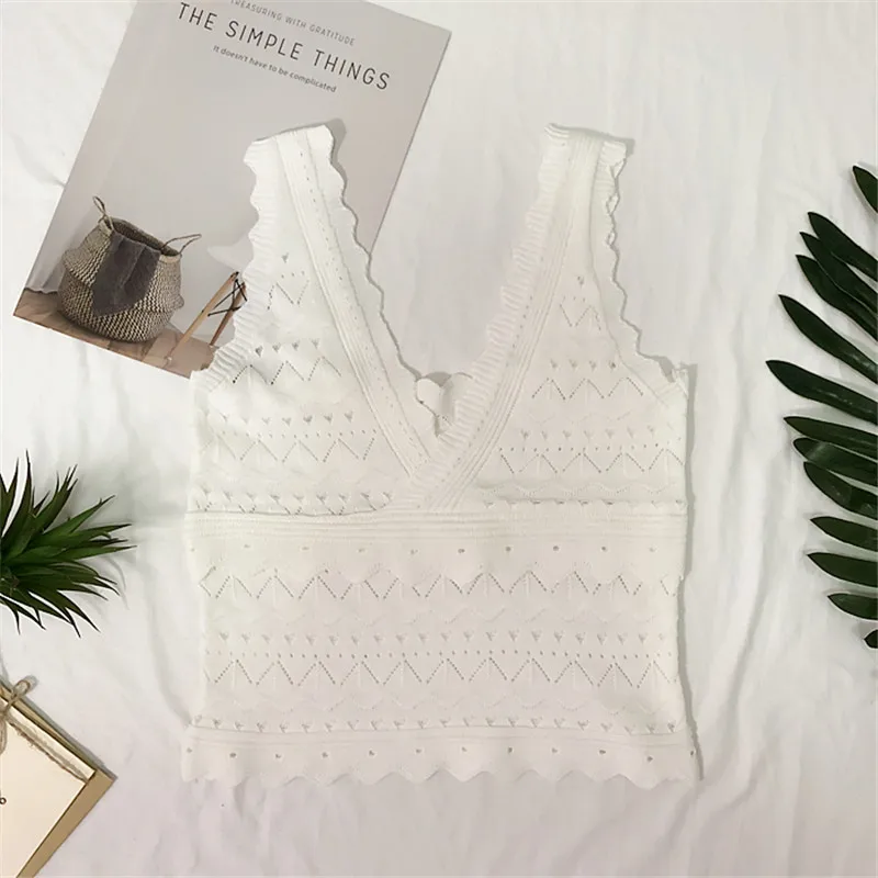 Женский Короткий трикотажный жилет с V образным вырезом|Майки| |