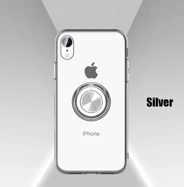 Silver Чехол для iPhone X, роскошная Прозрачная мягкая силиконовая защита из ТПУ, кольцо для iPhone 11 Pro Max, чехол XR XS 6 6S 7 8 Plus, чехол - Цвет: Silver