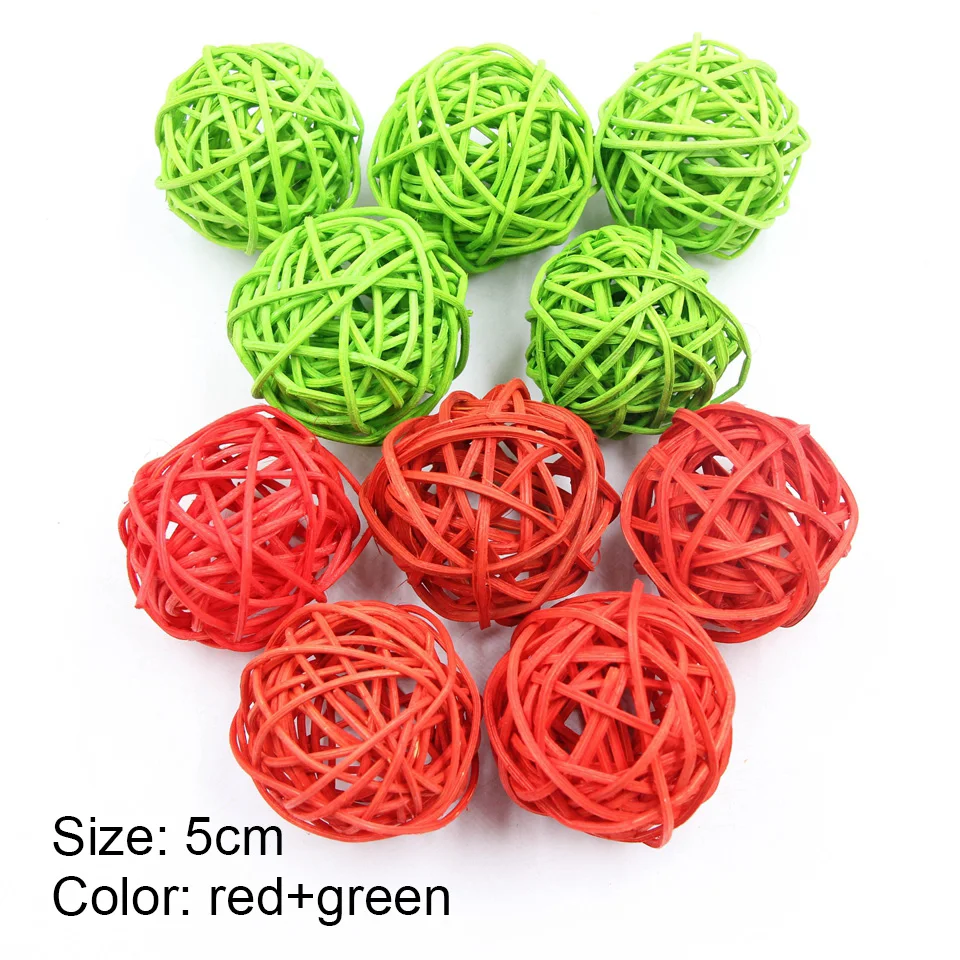 No LED-red green 10 20 красочный ротанговый шар DIY Комбинация Светодиодный светильник креативная Свадьба Рождество День Рождения Вечеринка наружные украшения для дома - Цвет: No LED-red green