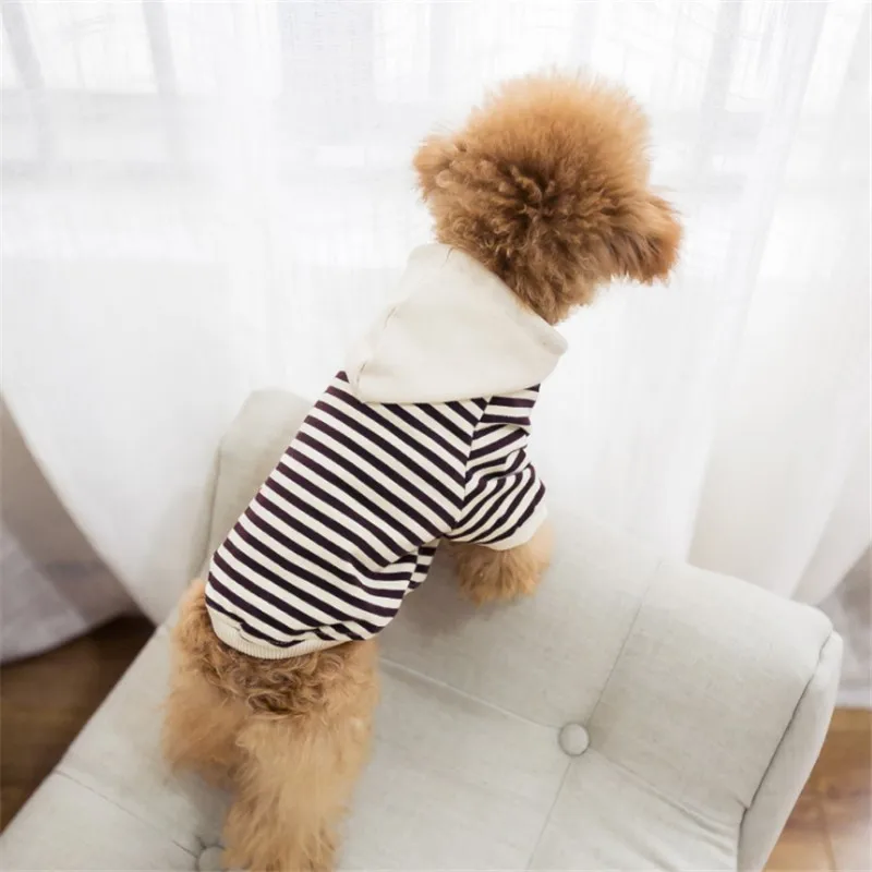 coffee stripes Шикарная Одежда для собак КЭК Весна осень толстовки для собак для маленьких средних собак повседневные полосы пальто для домашних животных теплая куртка для бульдогов - Цвет: coffee stripes