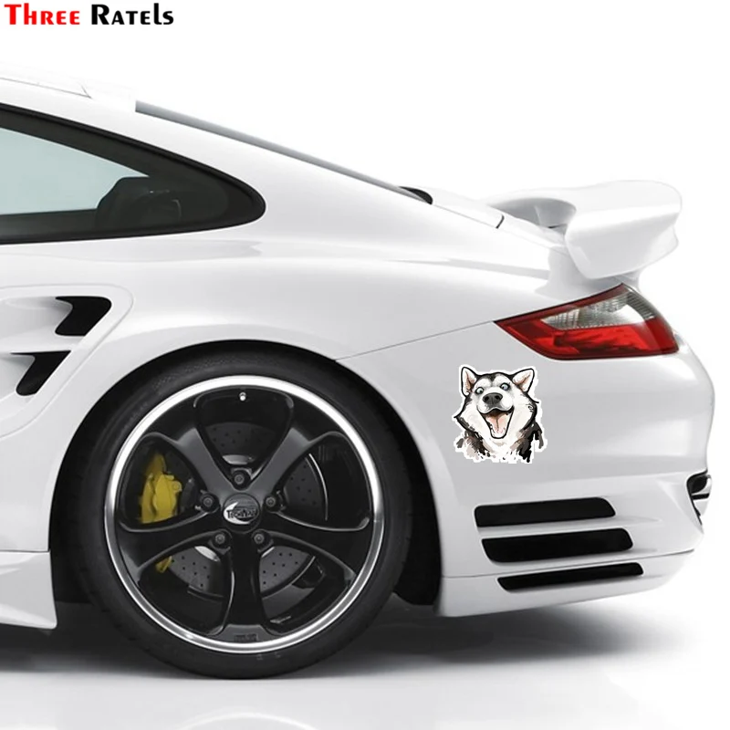 Three Ratels TRL539 #13x11 4 см собака эрха Хаски забавные Автомобильные наклейки ПВХ