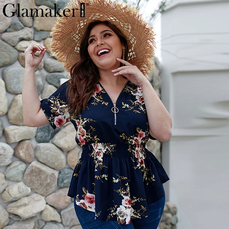 Женская шифоновая блузка с цветочным принтом Glamaker элегантная Праздничная в