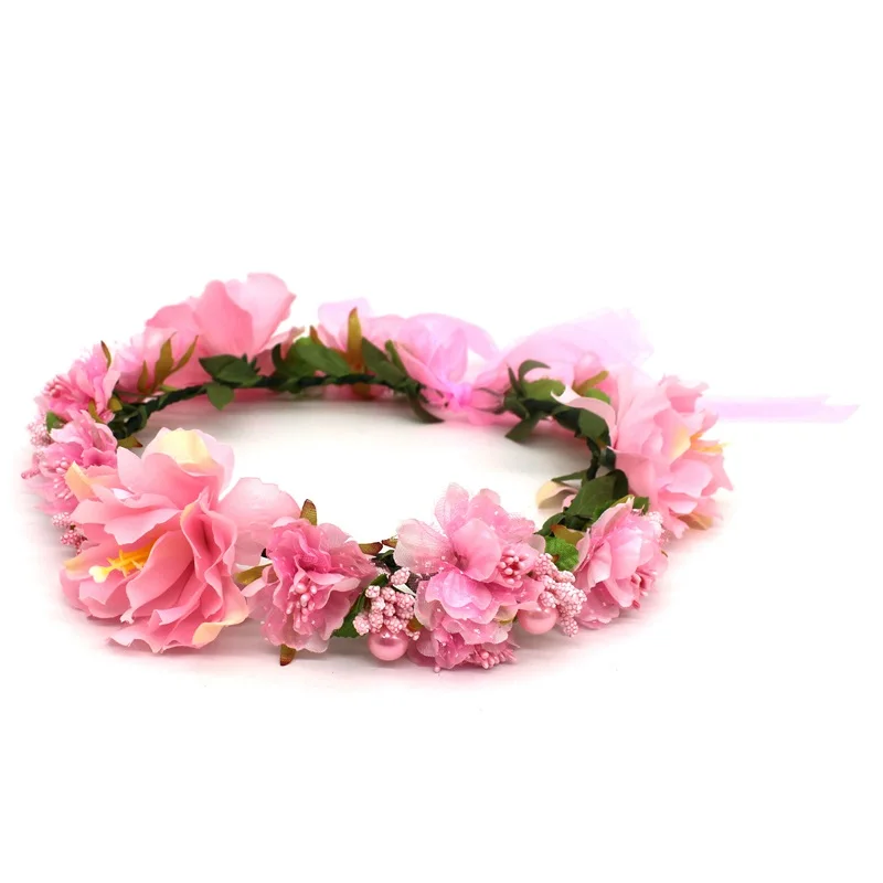 Ланксси 2018 Новый модный розовый цветок повязки на голову для женщин для свадебных аксессуаров для волос, регулируемая повязка для волос.