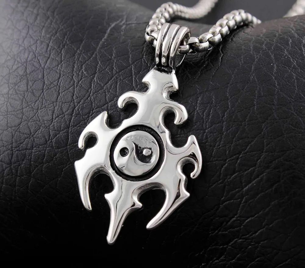 Мужское колье с подвеской татуировкой Инь Янь|biker pendant|biker necklaceenergy necklace |