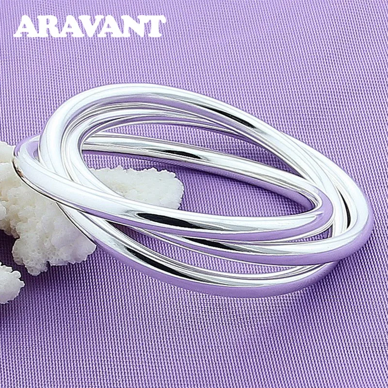 

925 Jewelry Multi Circle Bracelets & Bangles For Women Men Fashion Silver Plated Jewelry Gifts