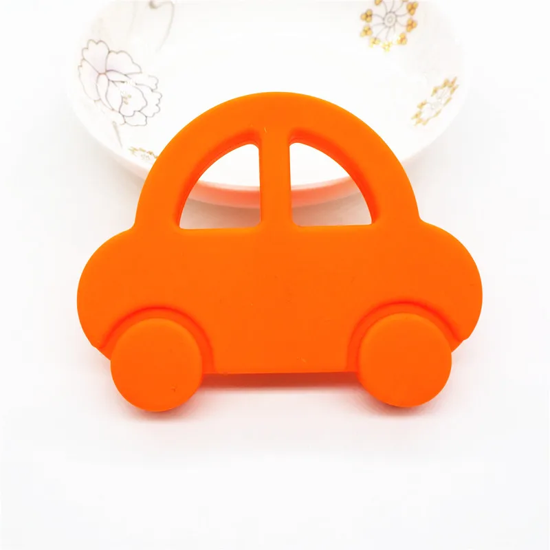 Orange Chengkai 2 шт BPA Бесплатно Силиконовый Прорезыватель Автомобиль DIY детский душ мультфильм пустышка Прорезыватель зубов кулон уход сенсорная Ювелирная игрушка - Цвет: Orange