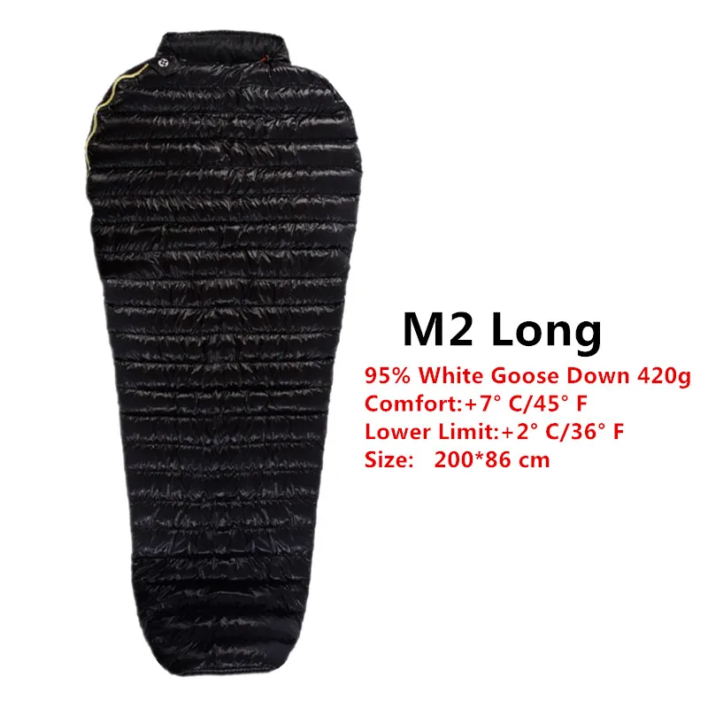 M2 Long 420G Black AEGISMAX уличный кемпинговый ультра-светильник для мам 95%, 800FP, спальный мешок на гусином пуху, весенний, осенний, зимний тент, светильник, спальный мешок - Цвет: M2 Long 420G Black