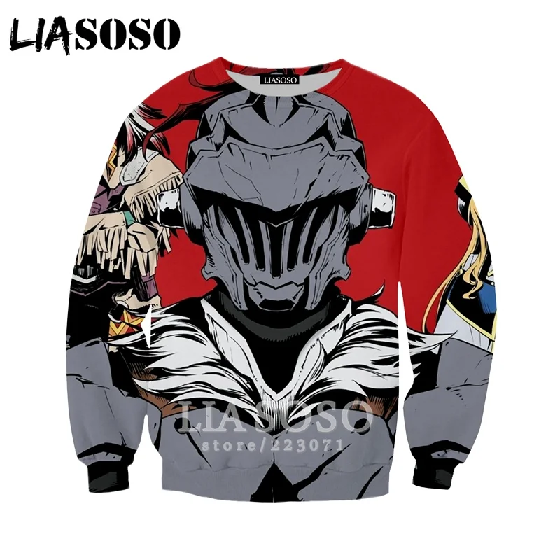 Мужская и Женская толстовка LIASOSO осенняя с 3D принтом в стиле аниме Goblin Slayer унисекс