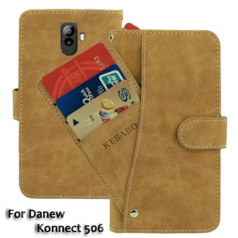 Винтажный кожаный кошелек Danew Konnect 506 5 дюймов, чехол, флип-чехол, роскошный чехол с отделениями для карт, Защитные чехлы для телефона с магнитной подставкой