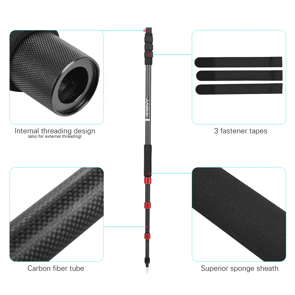 Andoer TP 3000C портативный 4 секционный микрофон Pole Handheld Sound Recording Grip Поддержка штанги