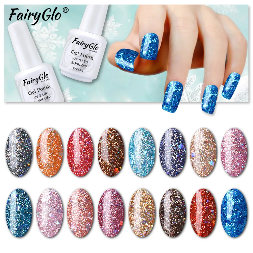 FairyGlo 15 мл Dimond Bling гель для ногтей УФ светодиодный Гель-лак-эмаль краска Гель-лак