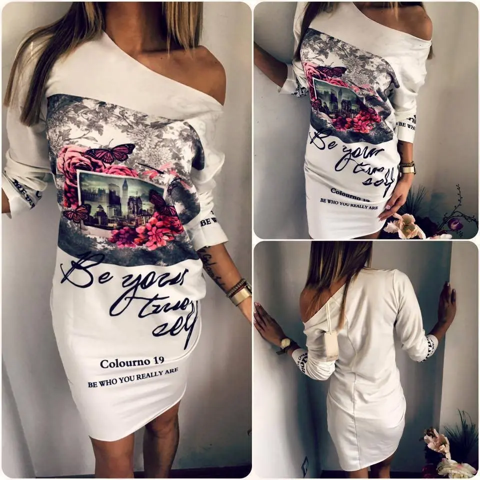 Пикантные с открытыми плечами Цветочный принт Bodycon платье 2019 Для женщин Летняя