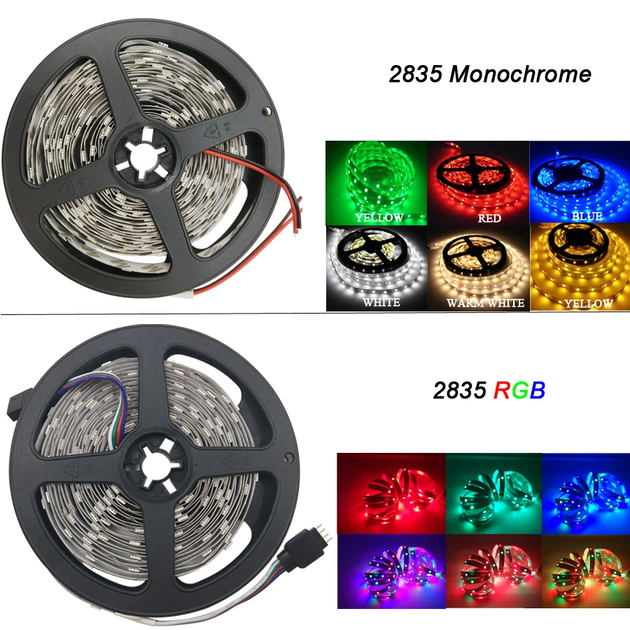 5M RGB белый светодиодный полосы светильник не Водонепроницаемый SMD 2835 DC 12V Диодная