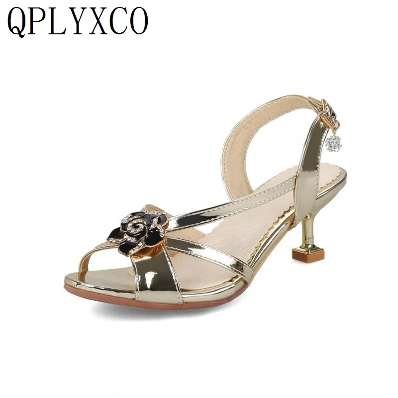 

QPLYXCO New Sale Big & Small Size30-47 women stiletto peep open toe high heels sandals party footwear Pumps shoes woman 9005