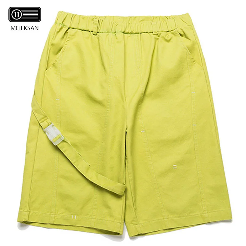 

Мужские шорты в стиле хип-хоп, с лентами, Карго, мужские черные повседневные уличные шорты, прямые шорты для скейтборда, Мужская Уличная одеж...