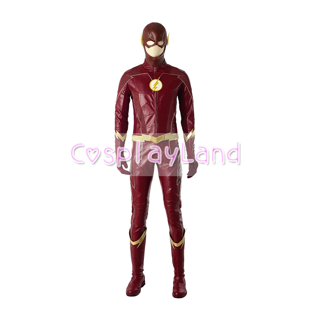The Flash Season 4 Barry Allen Flash Cosplay Costume Carnival Halloween Costumes For Adult Men Flash Costume Red Leather Suit