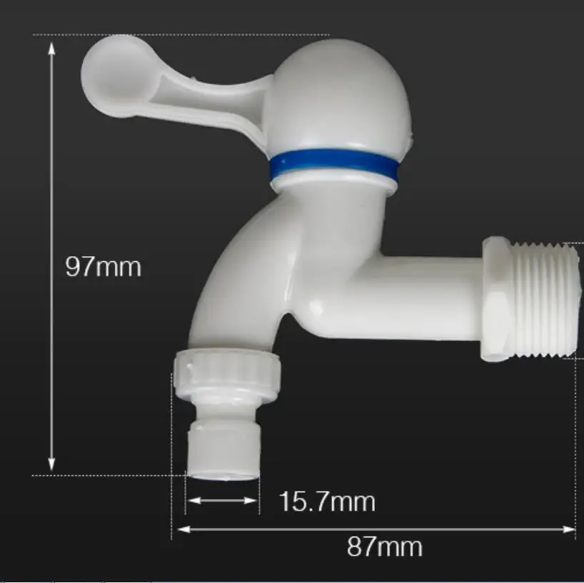 Пластиковый кран pp mini tap male thread white small Bibcock Простая установка стиральная машина