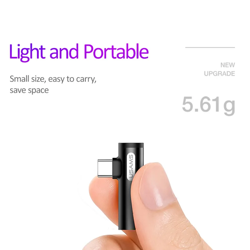 Адаптер USAMS USB C на 3 5 мм штекер Famale сплиттер Тип c OTG адаптер для зарядки samsung s9 s8