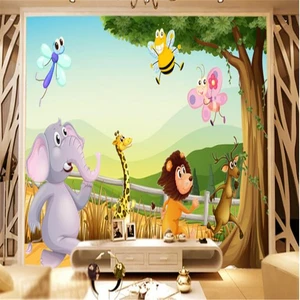 3d пользовательские фото обои фрески стены мультипликационные наклейки животных мир фон Настенные обои