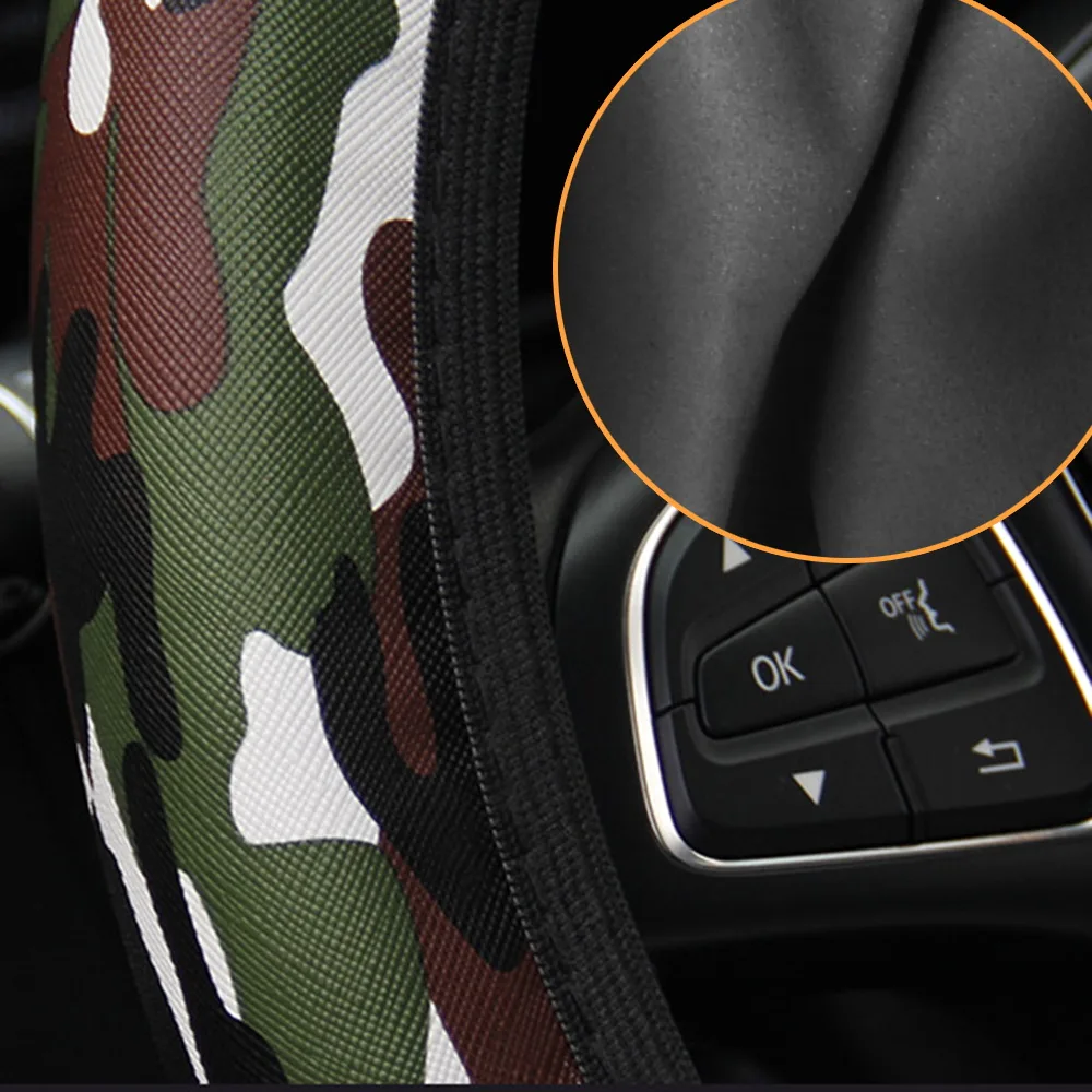 FORAUTO Leopard PU чехол рулевого колеса автомобиля из микрофибры кожа подходит для большинства автомобилей камуфляжная крышка рулевого колеса автомобиля