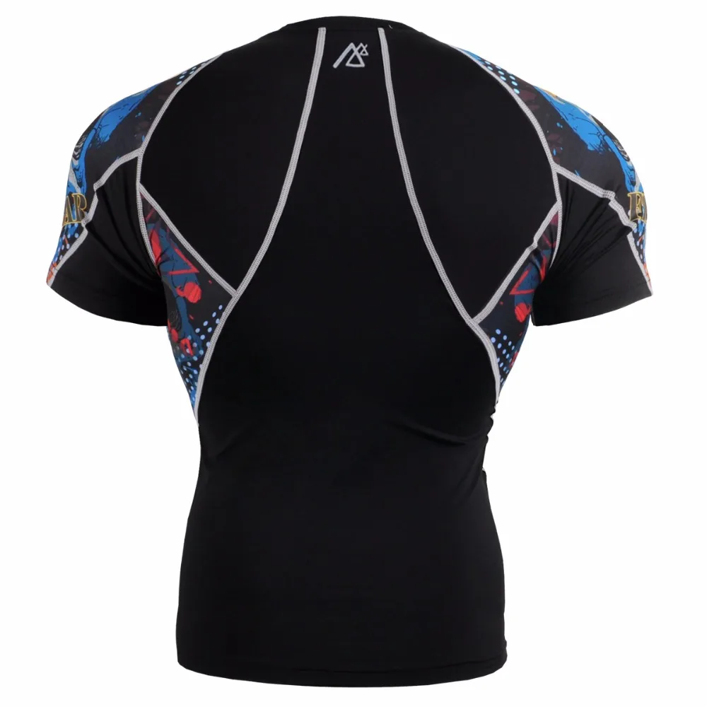 Мужские компрессионные футболки с принтом спортивные топы для бега велоспорта