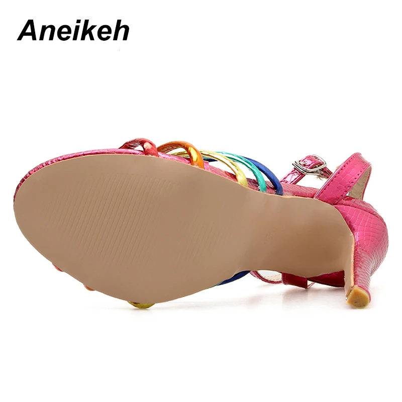Aneikeh/ г.; Летние сандалии-гладиаторы; пикантные туфли на высоком тонком каблуке; женские повседневные босоножки с пряжкой; женская обувь; Размеры 35-40