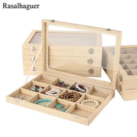 hot natural linen jewelry box for rings earrings bracelets necklaces or other ornaments storage jewellery organizer packaging