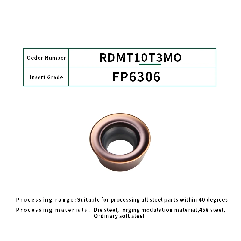 RDMT10T3MO-6306 FivePears 10 шт. RDMT10T3MO/RDMW1204MOT/HM/PM карбидные вставки лицо мельница r5 r6 круглый фрезерный станок с ЧПУ инструмент - Длина режущей кромки: RDMT10T3MO-6306