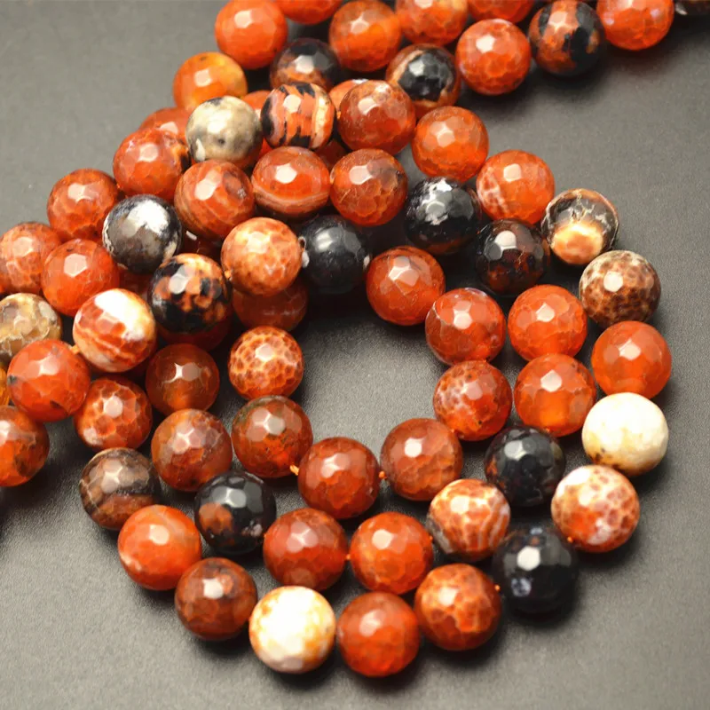 

10mm Faceted Red Fire Stone Round Beads Jewelry making materials