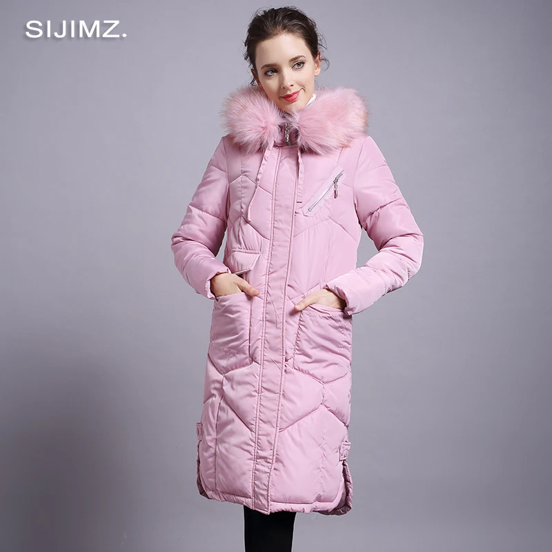 New High Quality Winter Jacket Women's 2019 Fur Collar Thick Warm Cotton Padded Parka For Women Coat Female | Женская одежда