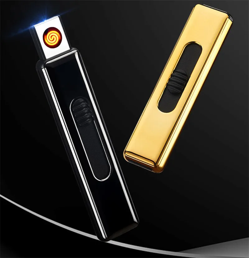 10 pcsTungsten турбо USB Зажигалка для сигарет курения Электронная перезаряжаемая WilndProof