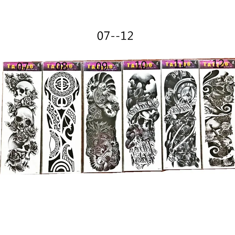 

2017 new arrive 48 X 16CM cool temporary Full arm tattoo waterproof stickers (12 design)fake tattoo makeup for men boy