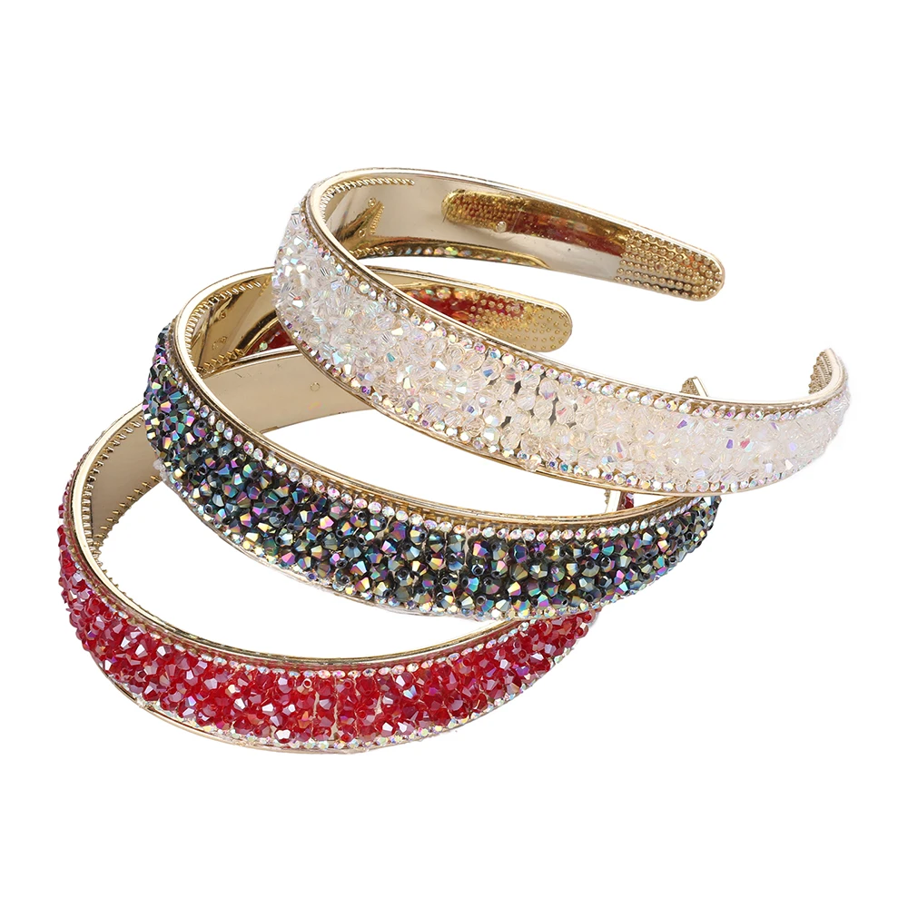 Женские широкие ободки с кристаллами Molans блестящие стразы серебристые и